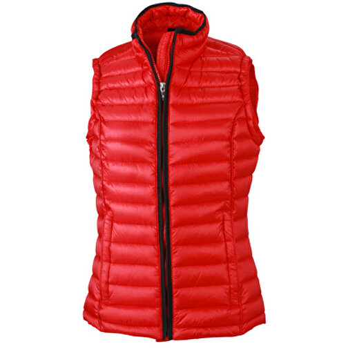 Ladies’ Quilted Down Vest , James Nicholson, rot/schwarz, 90% Daunen, 10% Federn, XL, , Bild 1