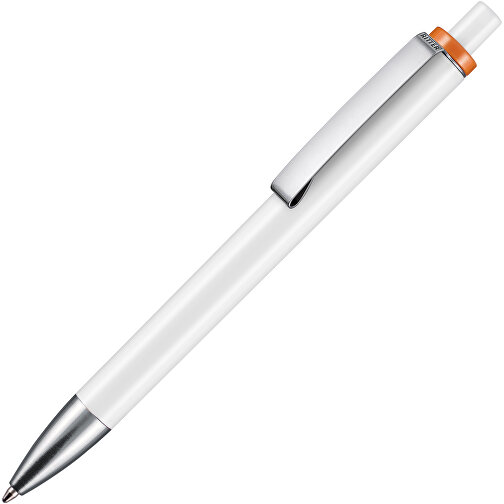 Kugelschreiber EXOS , Ritter-Pen, orange/weiß, ABS-Kunststoff, 14,00cm (Länge), Bild 2