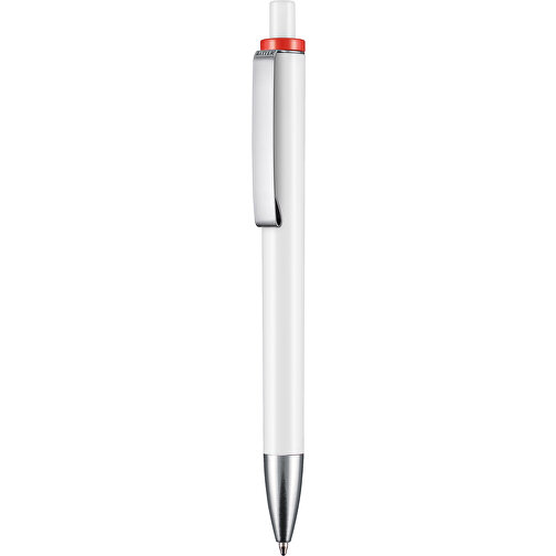 Kugelschreiber EXOS , Ritter-Pen, Korallenrot/weiß, ABS-Kunststoff, 14,00cm (Länge), Bild 1