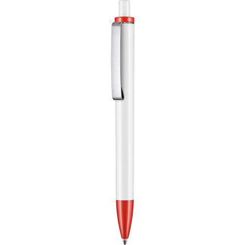 Kugelschreiber Exos P , Ritter-Pen, Korallenrot/weiss, ABS-Kunststoff, 14,00cm (Länge), Bild 1