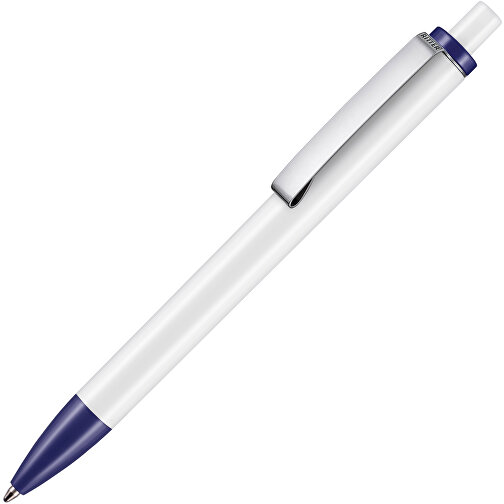 Kugelschreiber Exos P , Ritter-Pen, dunkelblau/weiß, ABS-Kunststoff, 14,00cm (Länge), Bild 2