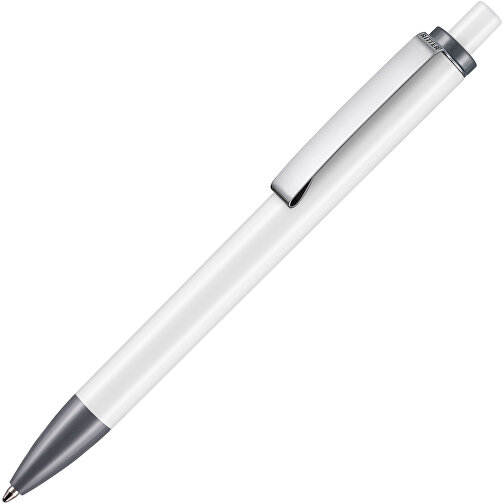 Kugelschreiber Exos P , Ritter-Pen, dunkelgrau/weiß, ABS-Kunststoff, 14,00cm (Länge), Bild 2