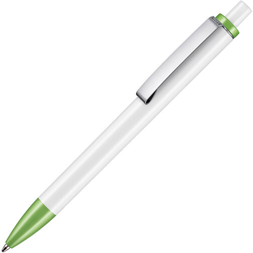 Kugelschreiber Exos P , Ritter-Pen, apfelgrün/weiss, ABS-Kunststoff, 14,00cm (Länge), Bild 2