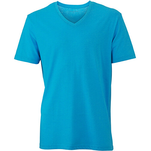Men’s Heather T-Shirt , James Nicholson, türkis-melange, 65% Polyester, 35% Baumwolle, L, , Bild 1