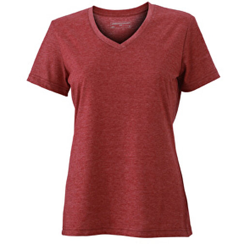 Ladies’ Heather T-Shirt , James Nicholson, wine-melange, 65% Polyester, 35% Baumwolle, M, , Bild 1