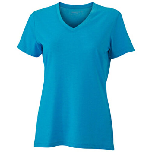 Ladies’ Heather T-Shirt , James Nicholson, türkis-melange, 65% Polyester, 35% Baumwolle, S, , Bild 1