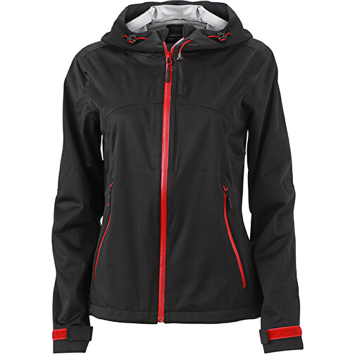 Ladies’ Outdoor Jacket , James Nicholson, schwarz/rot, 100% Polyester, XL, , Bild 1
