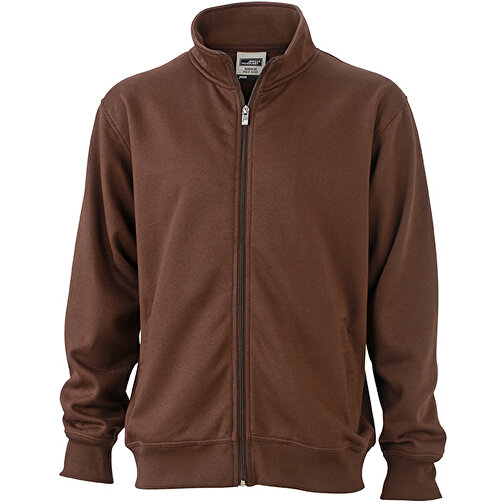 Workwear Sweat Jacket , James Nicholson, braun, 70% Baumwolle, 30% Polyester, XL, , Bild 1