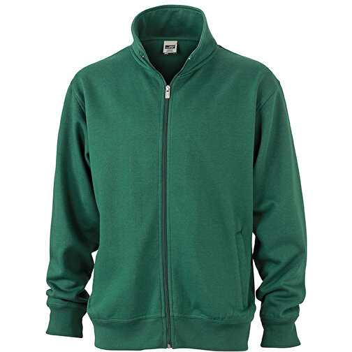 Workwear Sweat Jacket , James Nicholson, dark-grün, 70% Baumwolle, 30% Polyester, XL, , Bild 1