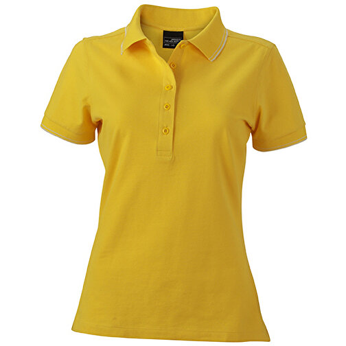 Ladies’ Polo , James Nicholson, sun-gelb/weiß, 95% Baumwolle, 5% Elasthan, L, , Bild 1
