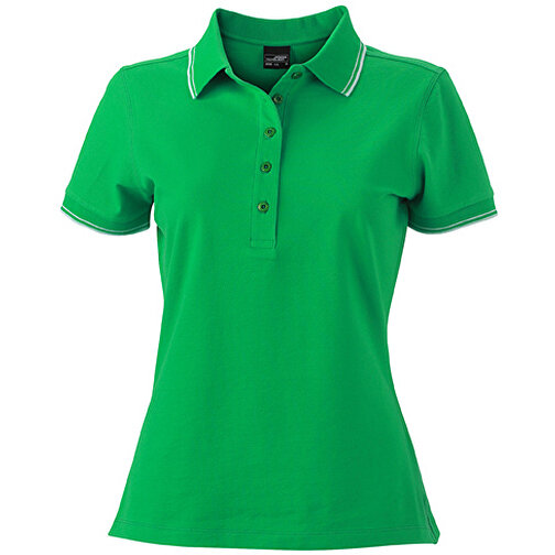 Ladies’ Polo , James Nicholson, fern-grün/weiß, 95% Baumwolle, 5% Elasthan, XL, , Bild 1