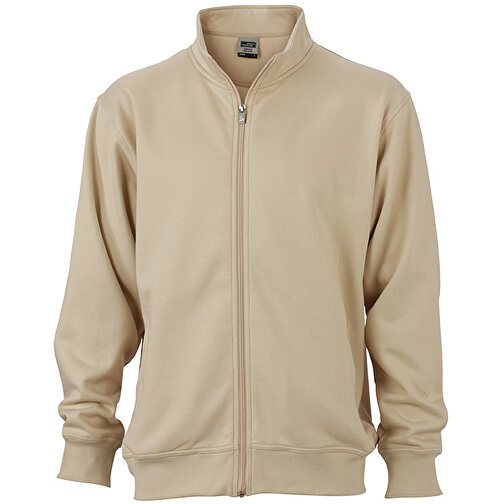Workwear Sweat Jacket , James Nicholson, stone, 70% Baumwolle, 30% Polyester, 4XL, , Bild 1