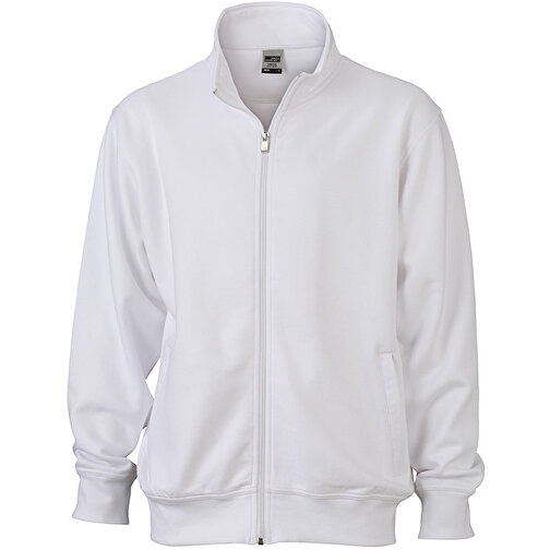 Workwear Sweat Jacket , James Nicholson, weiss, 70% Baumwolle, 30% Polyester, L, , Bild 1