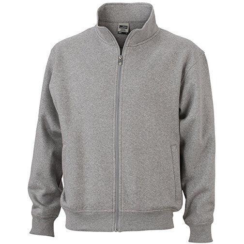 Workwear Sweat Jacket , James Nicholson, grau-heather, 70% Baumwolle, 30% Polyester, XXL, , Bild 1