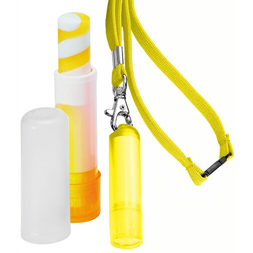 VitaLip® 'Twister' Freestyle Mit Lanyard , gelb/weiß/gelb gefrostet, PS, 6,30cm (Höhe), Bild 1