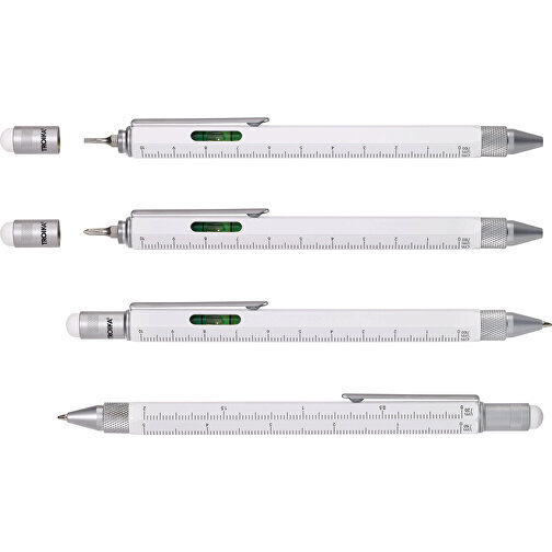TROIKA Multitasking-Kugelschreiber CONSTRUCTION , Troika, silberfarben, weiß, Messing, 15,00cm x 1,30cm x 1,10cm (Länge x Höhe x Breite), Bild 4