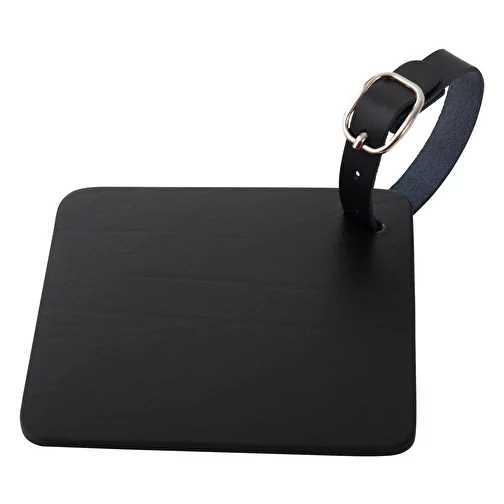 Étiquette à bagage - cuir 100 x 100 mm, noir, Image 1