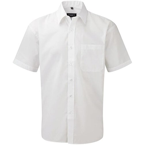 Kurzärmeliges Popeline-Hemd , Russell, weiss, 65 % Polyester / 35 % Baumwolle, L, , Bild 1