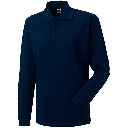 Langarm Polo Pique , Russell, navy blau, 93% Baumwolle, 7% Polyester, S, , Bild 1