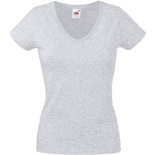 New Lady-Fit Valueweight V-Neck T , Fruit of the Loom, grau meliert, 97 % Baumwolle / 3 % Polyester, 2XL, , Bild 1