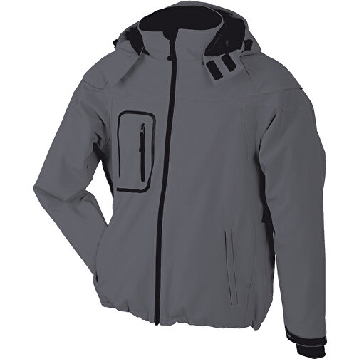 Men´s Winter Softshell Jacket , James Nicholson, carbon, Aussenmaterial: 95 % Polyester, 5 % Elastan, Futter und Wattierung: 100 % Polyester, 2XL, , Bild 1