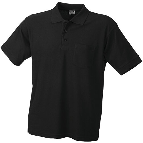 Polo Piqué Pocket , James Nicholson, schwarz, 60 % Baumwolle / 40 % Polyester, XL, , Bild 1