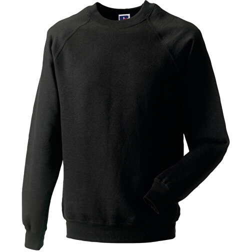 Raglan Sweatshirt , Russell, schwarz, 50 % Baumwolle / 50 % Polyester, M, , Bild 1