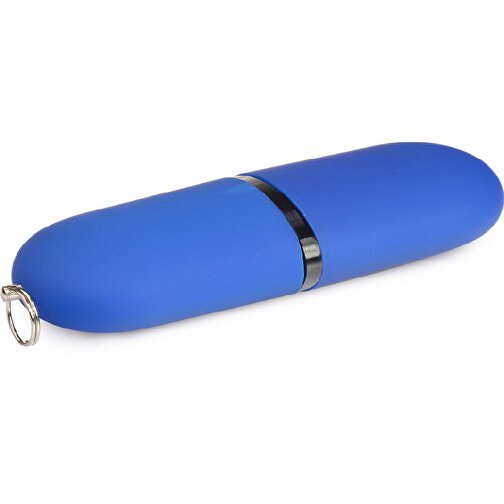 USB-Stick ROUND 16GB , Promo Effects MB , blau gummiert MB , 16 GB , Kunststoff MB , 3 - 10 MB/s MB , 6,20cm x 1,25cm x 2,40cm (Länge x Höhe x Breite), Bild 1