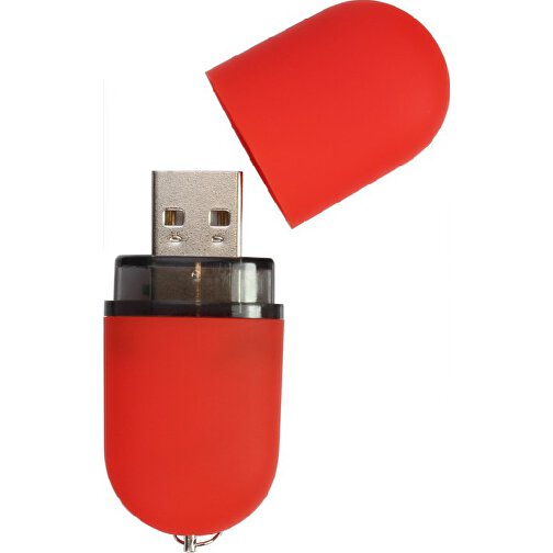 USB-Stick ROUND 1GB , Promo Effects MB , rot gummiert MB , 1 GB , Kunststoff MB , 3 - 10 MB/s MB , 6,20cm x 1,25cm x 2,40cm (Länge x Höhe x Breite), Bild 2