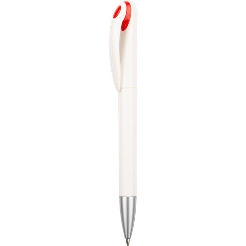 Kugelschreiber Halo , Promo Effects, weiß / rot, Kunststoff, 14,00cm (Länge), Bild 1