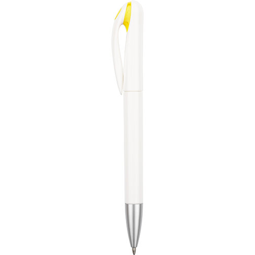 Kugelschreiber Halo , Promo Effects, weiß / gelb, Kunststoff, 14,00cm (Länge), Bild 2