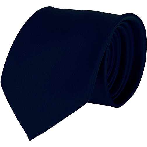 Krawatte, 100% Polyester Satin, Uni, Glänzend , dunkelblau, Polyester, glänzend, 148,00cm x 7,50cm (Länge x Breite), Bild 1