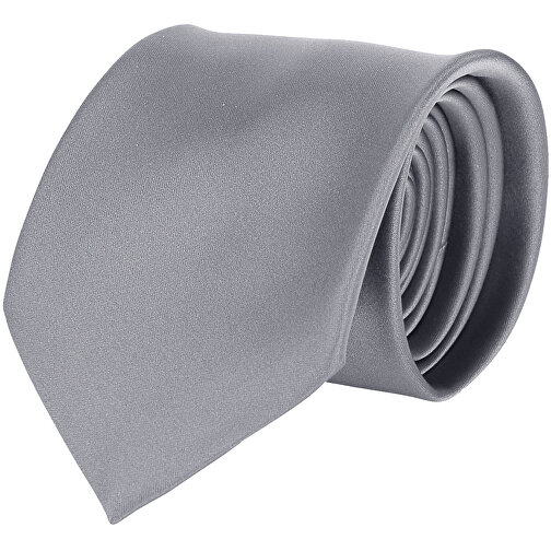 Krawatte, 100% Polyester Satin, Uni, Glänzend , grau, Polyester, glänzend, 148,00cm x 7,50cm (Länge x Breite), Bild 1