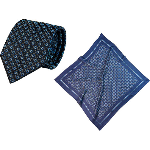 Set (Krawatte, Reine Seide + Tuch, Reine Seide Twill, Ca. 53 X 53 Cm) , blau, Reine Seide, jacquardgewebt, Twill, , Bild 1