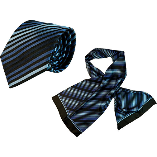 Set (Krawatte, Reine Seide + Schal, Reine Seide Twill, Ca. 35x160 Cm) , blau, Reine Seide Twill, , Bild 1