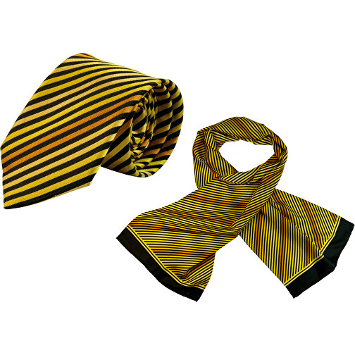 Set (Krawatte, Reine Seide + Schal, Reine Seide Twill, Ca. 35x160 Cm) , gelb, Reine Seide Twill, , Bild 1