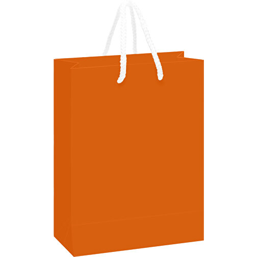 Laminierte Papiertasche, Mittel , orange, Papier, 24,00cm x 30,00cm x 10,00cm (Länge x Höhe x Breite), Bild 1