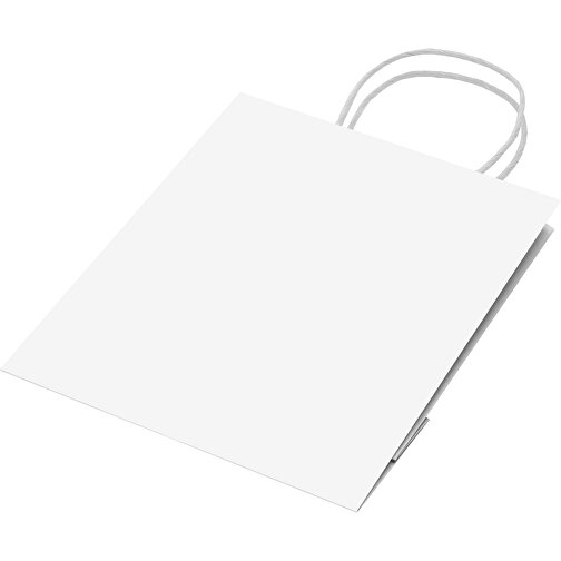 Kleine Papiertasche Im Eco Look 120g/m² , weiss, Papier, 18,00cm x 24,00cm x 8,00cm (Länge x Höhe x Breite), Bild 3