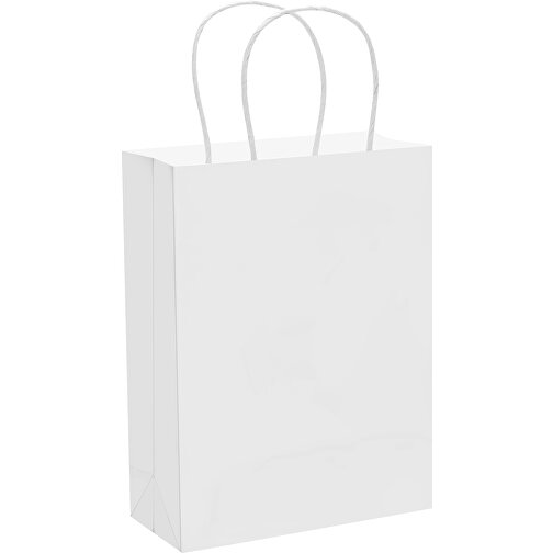 Mittlere Papiertasche Im Eco Look 120g/m² , weiß, Papier, 24,00cm x 30,00cm x 10,00cm (Länge x Höhe x Breite), Bild 2