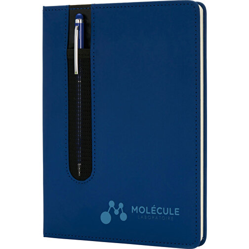 Basic Hardcover PU A5 Notizbuch Mit Stylus-Stift , navy blau, Papier, Edelstahl, 1,60cm x 145,00cm x 20,30cm (Länge x Höhe x Breite), Bild 2