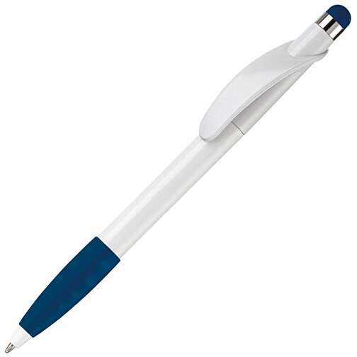 Kugelschreiber Cosmo Stylus , weiß / dunkelblau, ABS, 14,20cm (Länge), Bild 2