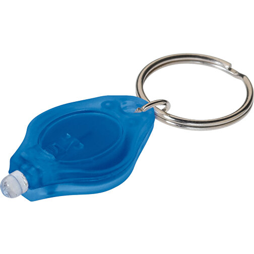 Schlüsselanhänger Mit Mini-Taschenlampe , gefrostet dunkelblau, PS, 4,30cm x 0,80cm x 2,30cm (Länge x Höhe x Breite), Bild 1