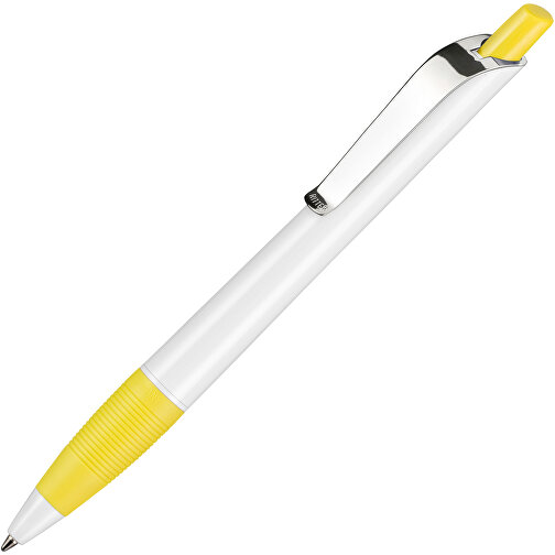 Kugelschreiber Bond Shiny , Ritter-Pen, weiss/zitronen-gelb, ABS u. Metall, 14,30cm (Länge), Bild 2