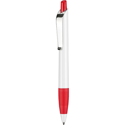 Kugelschreiber Bond Shiny , Ritter-Pen, weiss/signalrot, ABS u. Metall, 14,30cm (Länge), Bild 1