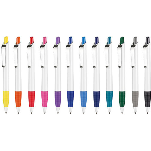 Kugelschreiber Bond Shiny , Ritter-Pen, weiss/steingrau, ABS u. Metall, 14,30cm (Länge), Bild 4