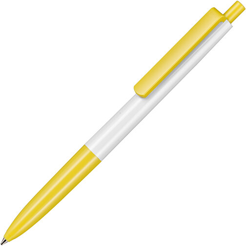 Kugelschreiber New Basic , Ritter-Pen, weiß/zitronen-gelb, ABS-Kunststoff, 13,40cm (Länge), Bild 2