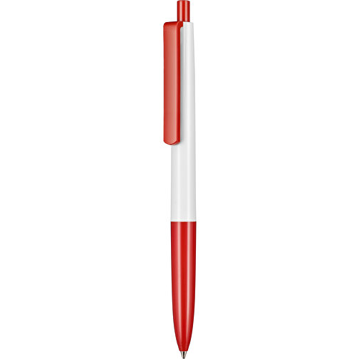 Kugelschreiber New Basic , Ritter-Pen, weiss/signalrot, ABS-Kunststoff, 13,40cm (Länge), Bild 1