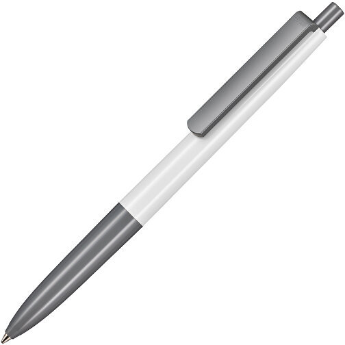 Kugelschreiber New Basic , Ritter-Pen, weiß/steingrau, ABS-Kunststoff, 13,40cm (Länge), Bild 2