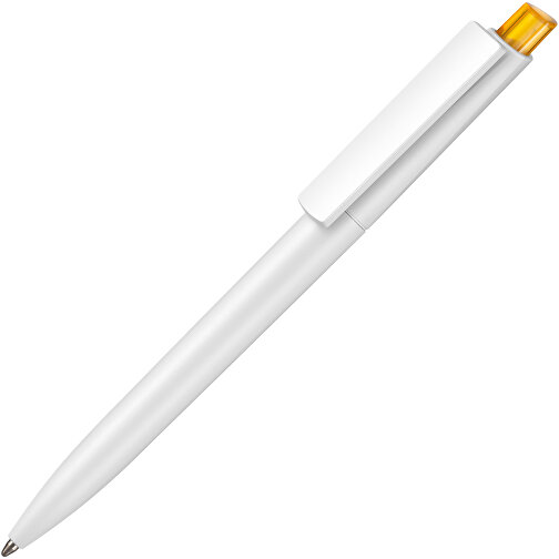 Kugelschreiber Crest ST , Ritter-Pen, weiß/mango-gelb-TR/FR, ABS-Kunststoff, 14,90cm (Länge), Bild 2