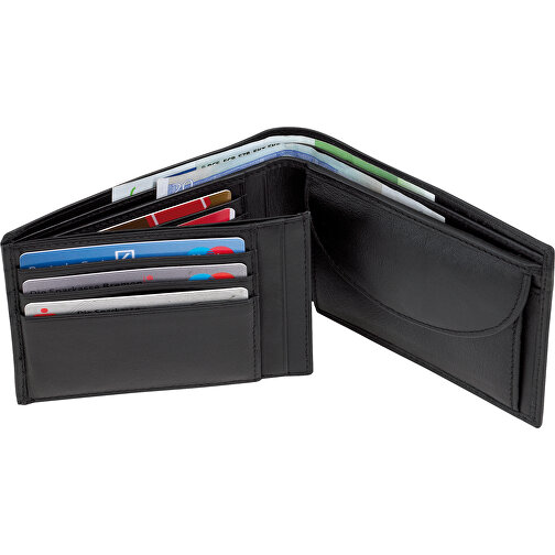 Echtleder-Geldbörse DAX , schwarz, Leder, 12,00cm x 2,00cm x 9,50cm (Länge x Höhe x Breite), Bild 2